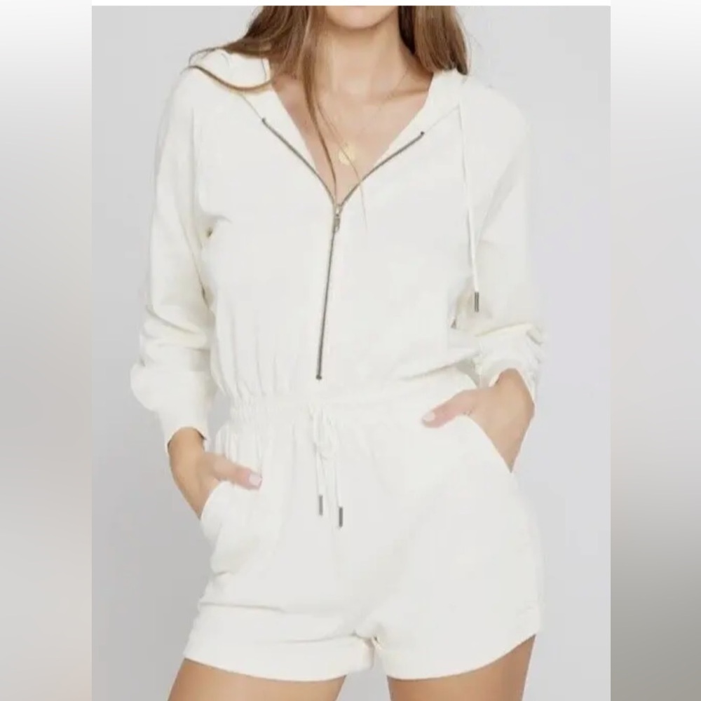 L Space Women's Romper Jumpsuit Track Shorts Hoodie Full Zip Long Sleeve Small